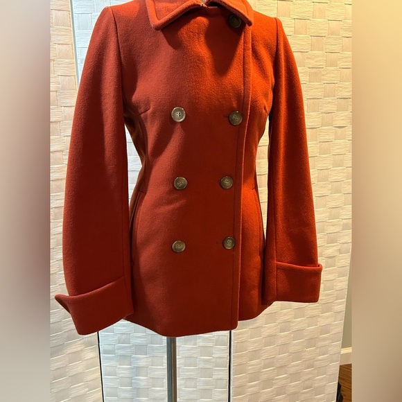Hilary Radley Women's Double-Breasted Rust Wool Coat Size 2 - Picture 3 of 7